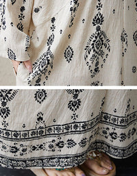 Ethnic print boho maxi dress fabric detail