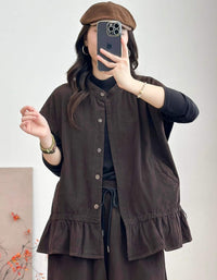 Women's relaxed fit dark gray utility vest front view