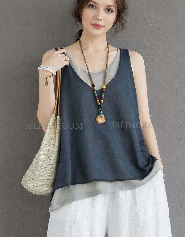 Layered women’s tank top with adjustable straps and comfortable fit