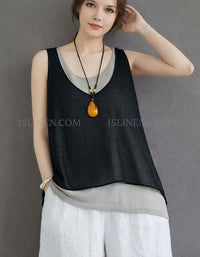 Trendy women’s tank top with layered look and casual style