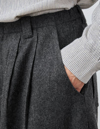 Women's Casual Charcoal Wide Leg Cropped Trousers