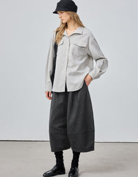 Women's Dark Gray Wide Leg Cropped Trousers