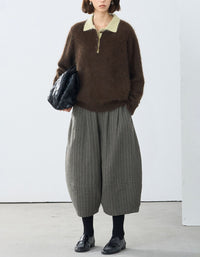Women's Relaxed Fit Charcoal Wide Leg Pants