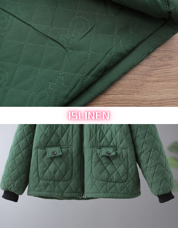 Women's Casual Diamond Pattern Hoodie Quilted Coat