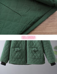Women's Casual Diamond Pattern Hoodie Quilted Coat