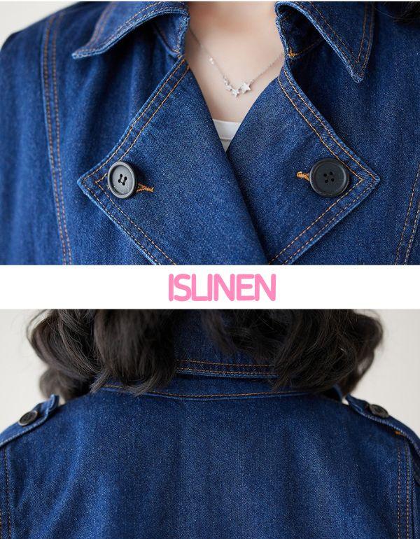 Women’s Casual Double Breasted Denim Jacket - Islinen