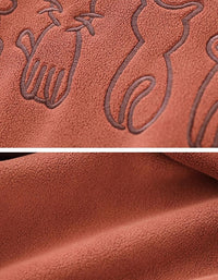 Women’s Casual Fleece Cat Embroidered Sweatshirt