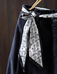 Relaxed fit high waisted wide leg pants with scarf belt