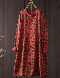 Women’s Floral Print Knit Dress – Long Sleeve Style