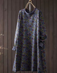 Floral Long Sleeve Sweater Dress for Women – Casual