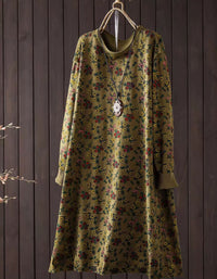 Women’s Floral Print Knit Dress – Long Sleeve Style