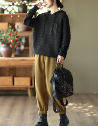 Women’s Casual Lace Pocket Sweater Hoodie