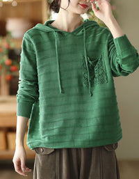Women’s Casual Lace Pocket Sweater Hoodie