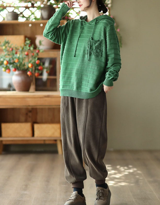 Women’s Casual Lace Pocket Sweater Hoodie