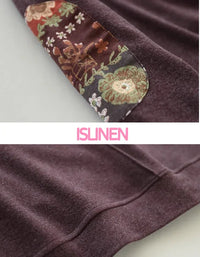 Women’s Casual Loose Ethnic Patchwork Turtleneck Sweatshirt - Islinen