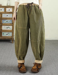 Women’s Casual Loose Fit Drawstring Corduroy Pants