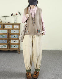 Women’s Casual Loose Fit Drawstring Corduroy Pants