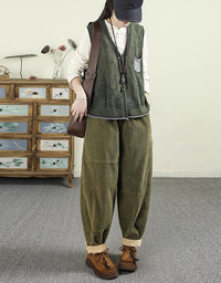 Women’s Casual Loose Fit Drawstring Corduroy Pants