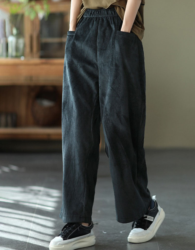 Women's Soft Warm Casual Loose Fit Corduroy Pants