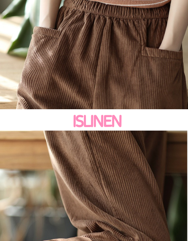 Women's Soft Warm Casual Loose Fit Corduroy Pants