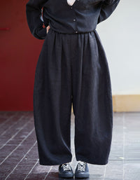 Loose fit linen wide leg trousers women minimalist style