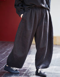 Loose fit linen wide leg trousers women minimalist style side view
