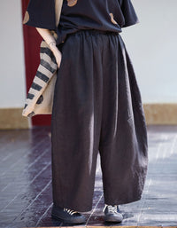 Casual high waist wide leg linen pants women outfit