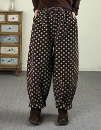 Women's Casual Loose Polka Dot Corduroy Trousers