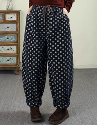 Women's Casual Loose Polka Dot Corduroy Trousers