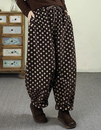 Women's Casual Loose Polka Dot Corduroy Trousers