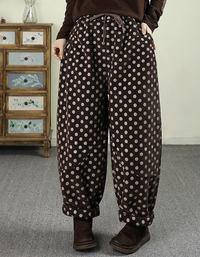 Women's Casual Loose Polka Dot Corduroy Trousers