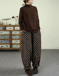Women's Casual Loose Polka Dot Corduroy Trousers