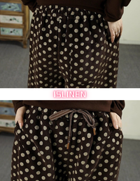 Women's Casual Loose Polka Dot Corduroy Trousers