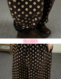 Women's Casual Loose Polka Dot Corduroy Trousers