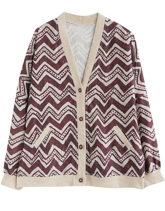 Button-down cardigan with zigzag print for everyday wear