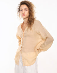 Lightweight linen long sleeve shirt for women