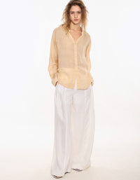 Women Minimalist Linen Long Sleeve Summer Top