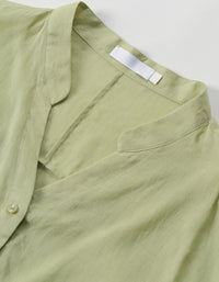 Green linen vacation shirt women relaxed style