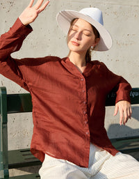 Relaxed fit rust linen summer top women