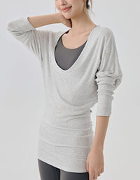 Casual Long Sleeve Yoga Top Women Loose Fit Style