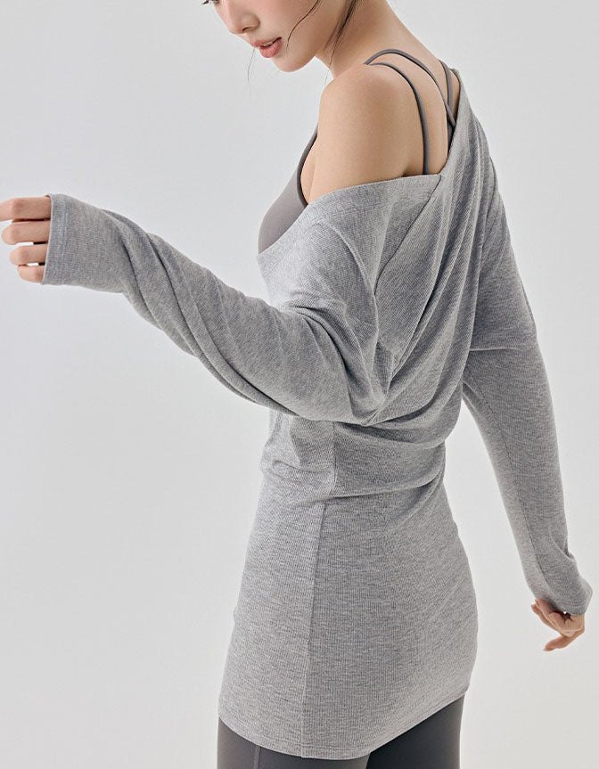 Women’s Loose Fit Off Shoulder Athletic Top Stretch