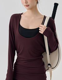 Casual Yoga Top Long Sleeve Women Soft Stretch Shirt