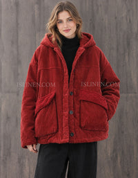 Women’s Corduroy Hooded Jacket – Cozy Winter Coat