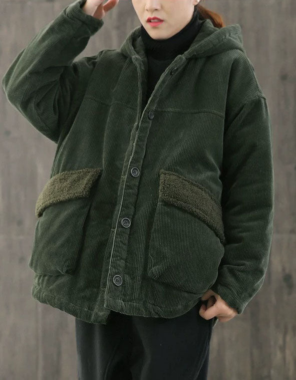 Women’s vintage corduroy winter jacket with pockets