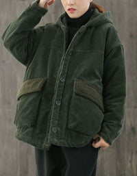 Women’s vintage corduroy winter jacket with pockets