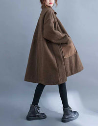 Women’s Casual Loose Patch Pockets Sherpa Coat - Islinen