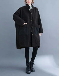 Women’s Casual Loose Patch Pockets Sherpa Coat - Islinen