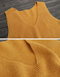 Close-up women’s casual knit vest with decorative pockets for everyday wear