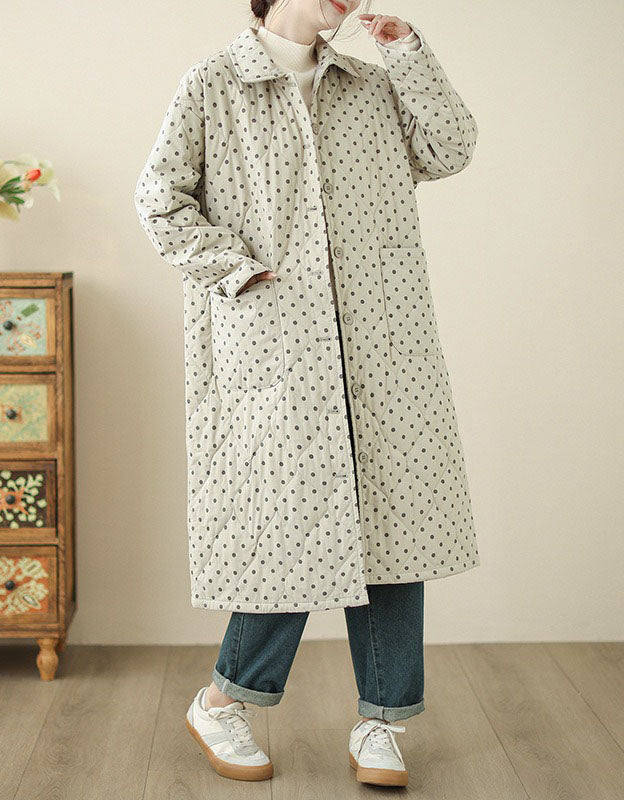 Women’s Casual Polka Dot Quilted Puffer Coat