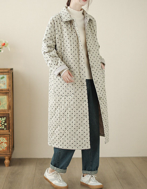 Women’s Casual Polka Dot Quilted Puffer Coat